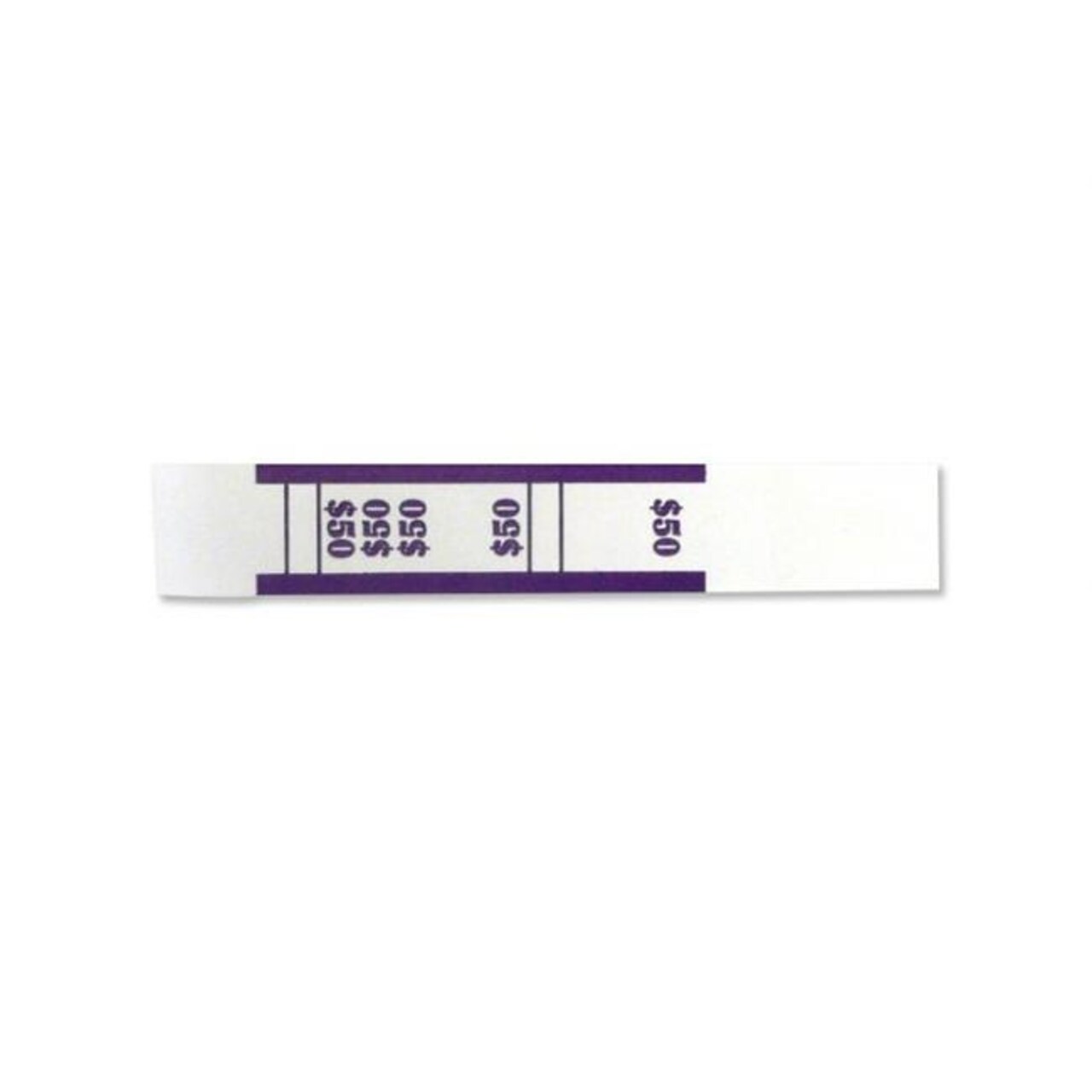 Controltek 560015 Dollar 50 Bleached White Kraft Bill Strap&#x26;#44; Purple - 1000 per Box